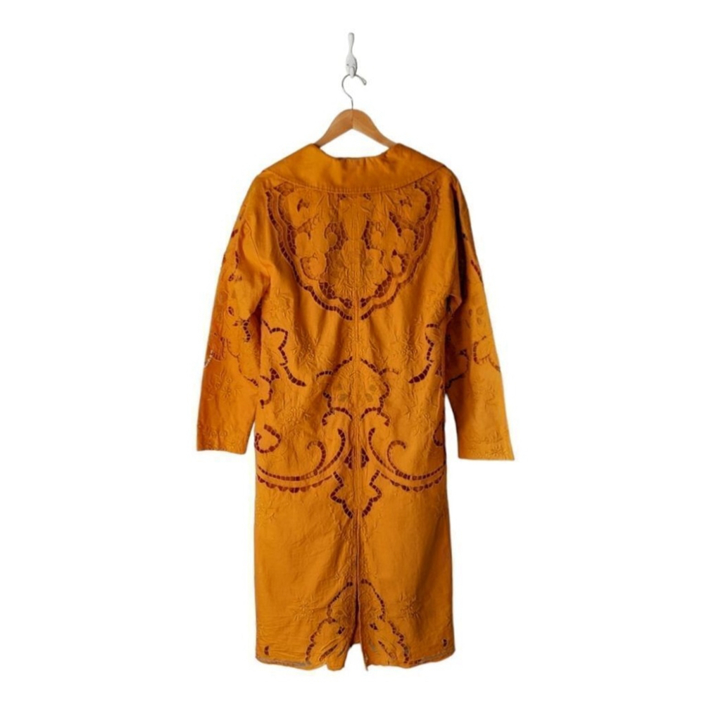 Free People Eyelet Linen Susanna Autumn Marigold Duster Jacket XS NWOT - Picture 6 of 15